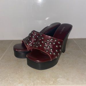 Red chunky studded heels